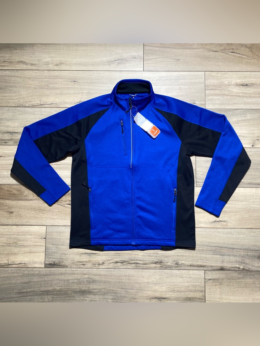 Elevate Sport Men’s Galeros Knitted Full Zip Jacket Size Medium Royal Blue Black